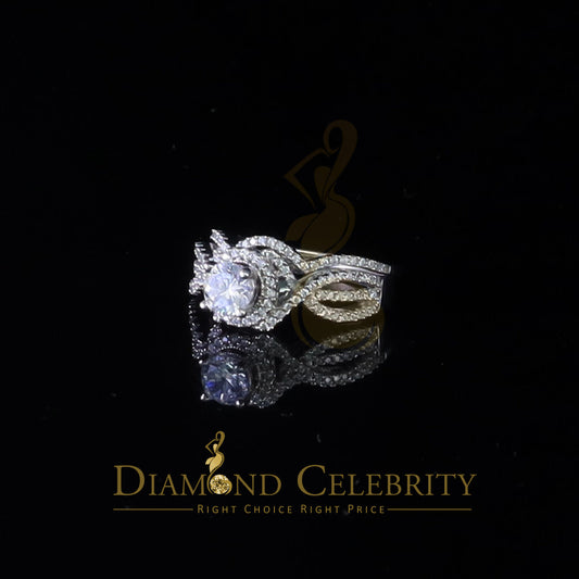 DiamondCelebritees 1.20ct Cubic Zirconia White 925 Silver Men's/ Women 2PC Bridal Rings Size 7