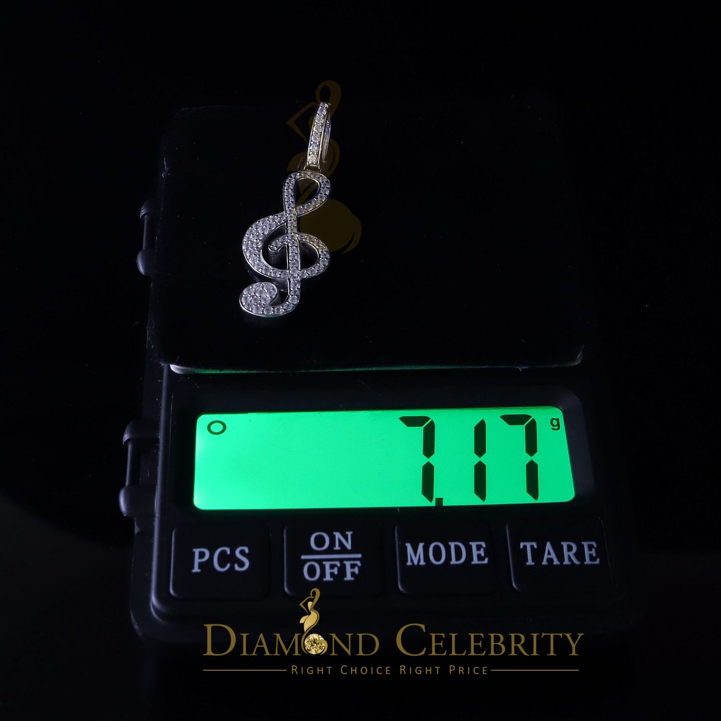 DiamondCelebritees Promise 925 White Sterling Silver MUSIC SIGN Pendant with 2.34ct Cubic Zirconia
