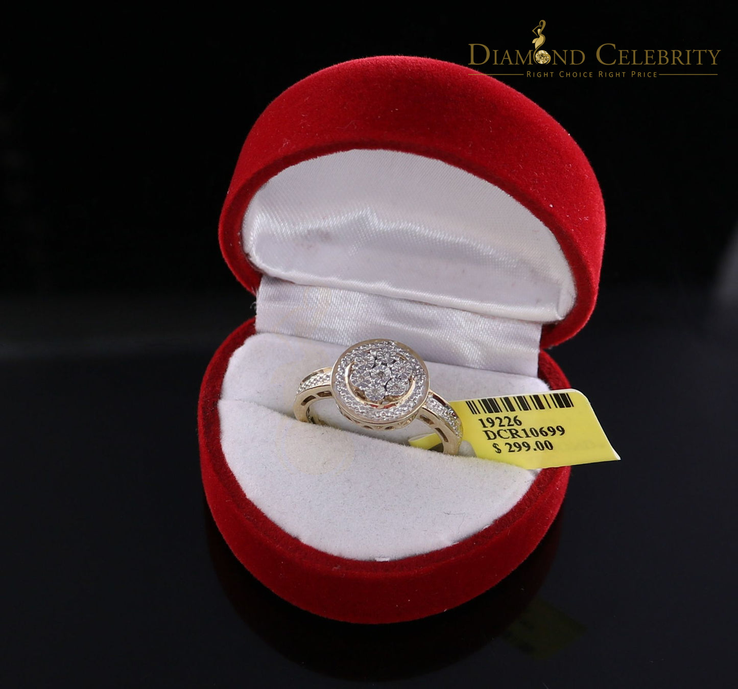 DiamondCelebritees 0.60CT Real Diamond Womens 925 Sterling Silver Yellow Ring Size 7 Round Shape