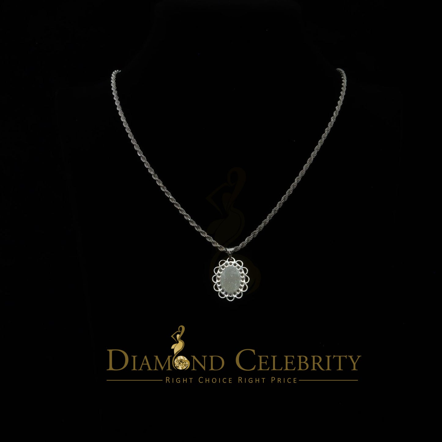 DiamondCelebritees 925 Silver Men/Women Flower Design St.Jude Mini CZ Stone Pendant White Religious