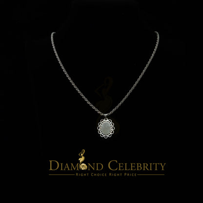 DiamondCelebritees 925 Silver Men/Women Flower Design St.Jude Mini CZ Stone Pendant White Religious