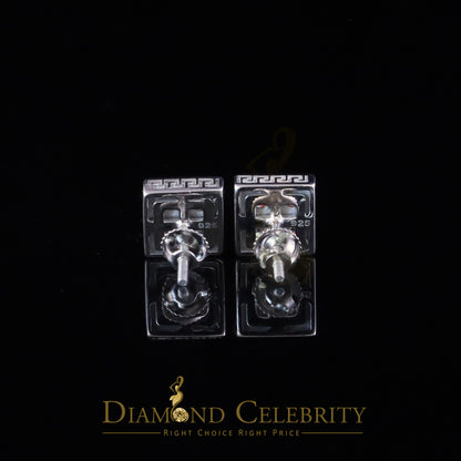 Diamondcelebritees 925 White Square Silver 1.00ct VVS 'D' Moissanite Stud Earring Men's/Womens