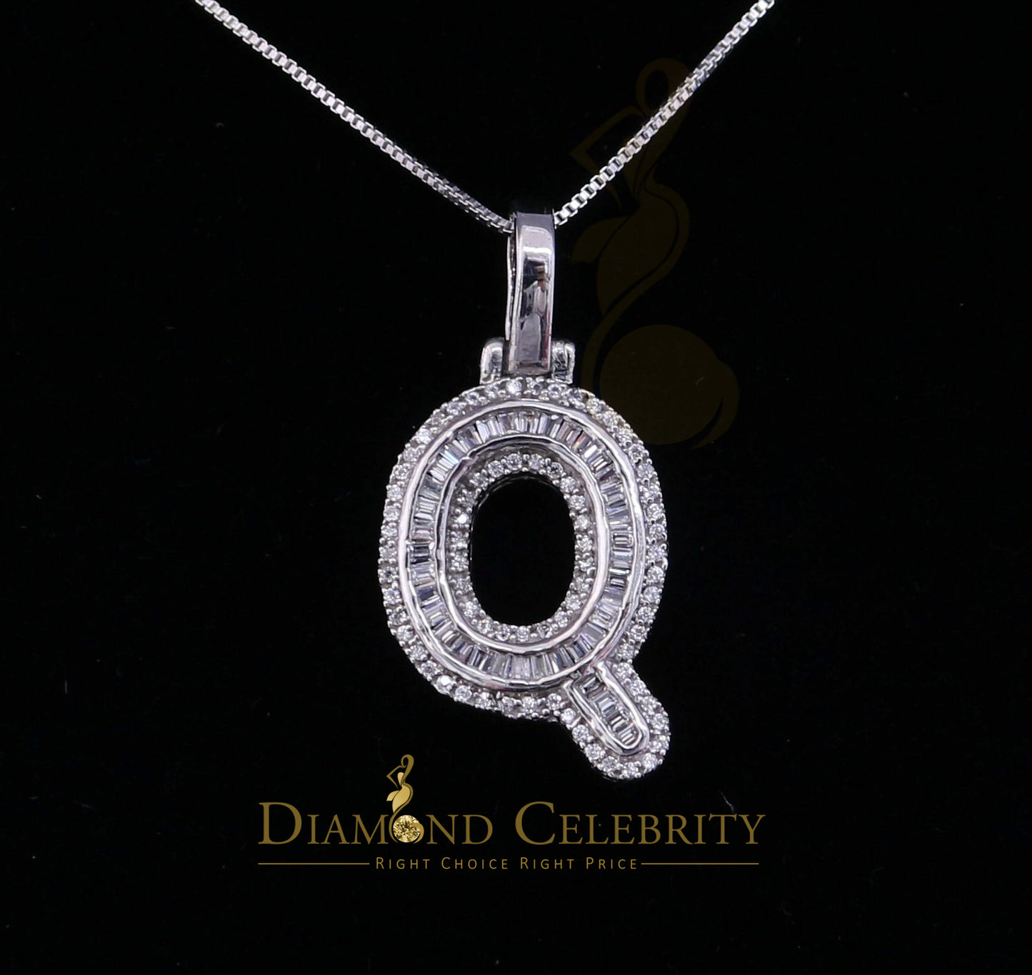 DiamondCelebritees White Bugutte Initial All Alphabet Sterling Silver Pendant with Cubic Zirconia