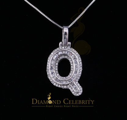 DiamondCelebritees White Bugutte Initial All Alphabet Sterling Silver Pendant with Cubic Zirconia