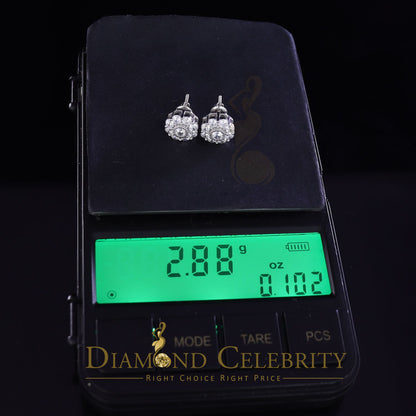 DiamondCelebritees  925 White Sterling Silver 2.88ct Cubic Zirconia Women's Hip Hop Floral Earrings
