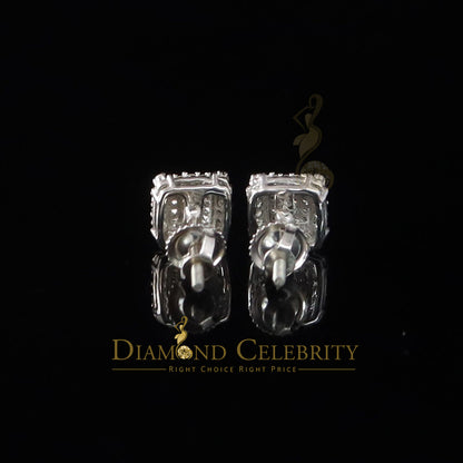 DiamondCelebritees 0.15ct Diamond 925 Sterling Silver White Square Earring For Men's / Women's