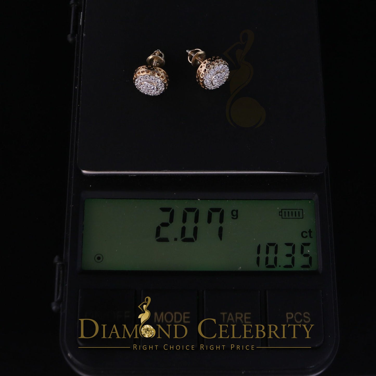 DiamondCelebritees  3.45ct Cubic Zirconia 925 Yellow Silver Women's & Men's Hip Hop Round Earrings