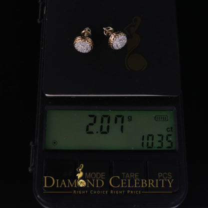 DiamondCelebritees  3.45ct Cubic Zirconia 925 Yellow Silver Women's & Men's Hip Hop Round Earrings