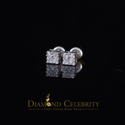 DiamondCelebritees  0.55ct Cubic Zirconia 925 White Sterling Silver Women's Hip Hop Square Earrings