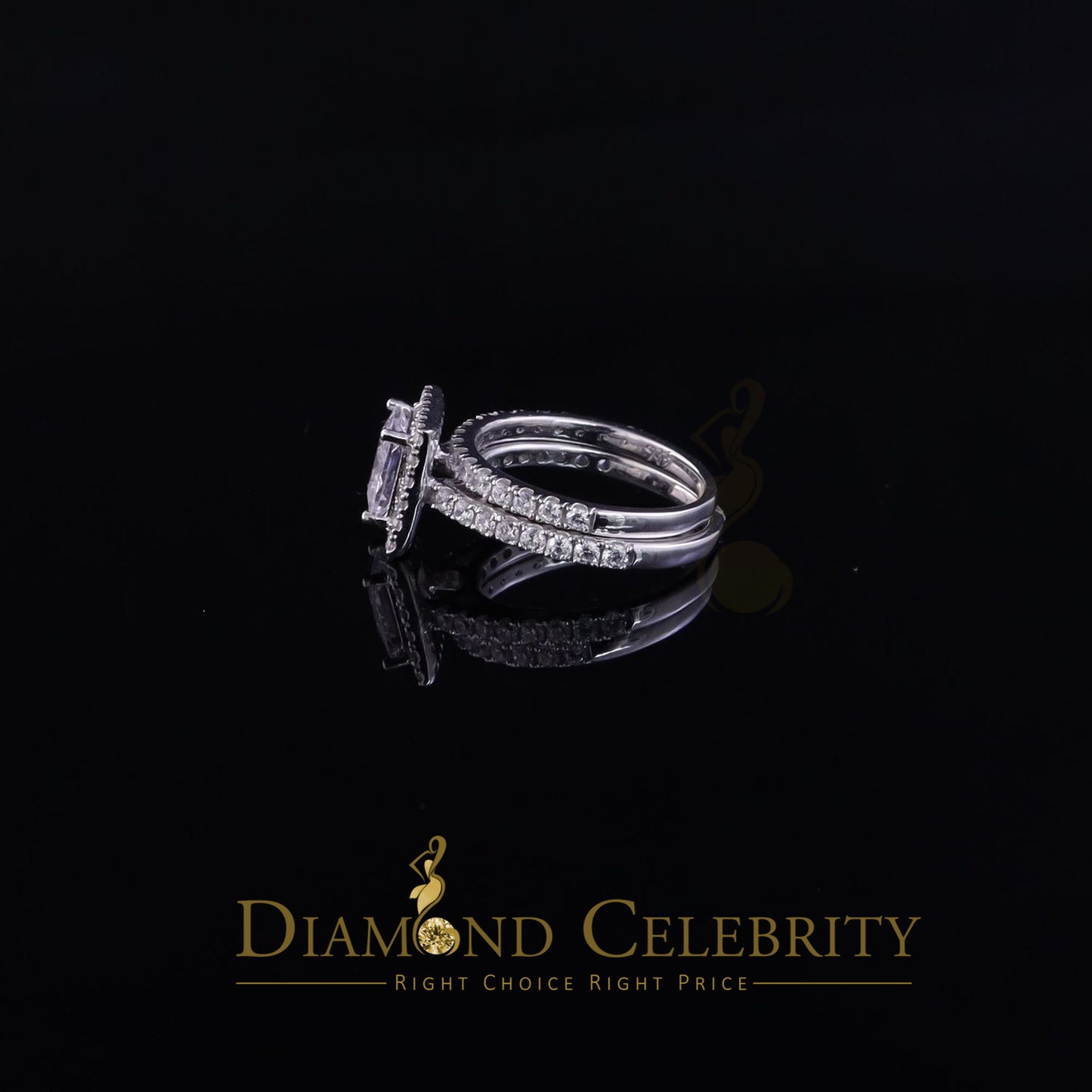 DiamondCelebritees 5.50ct White Cubic Zirconia 925 Sterling Silver Bridal Style Women's Ring Size 7