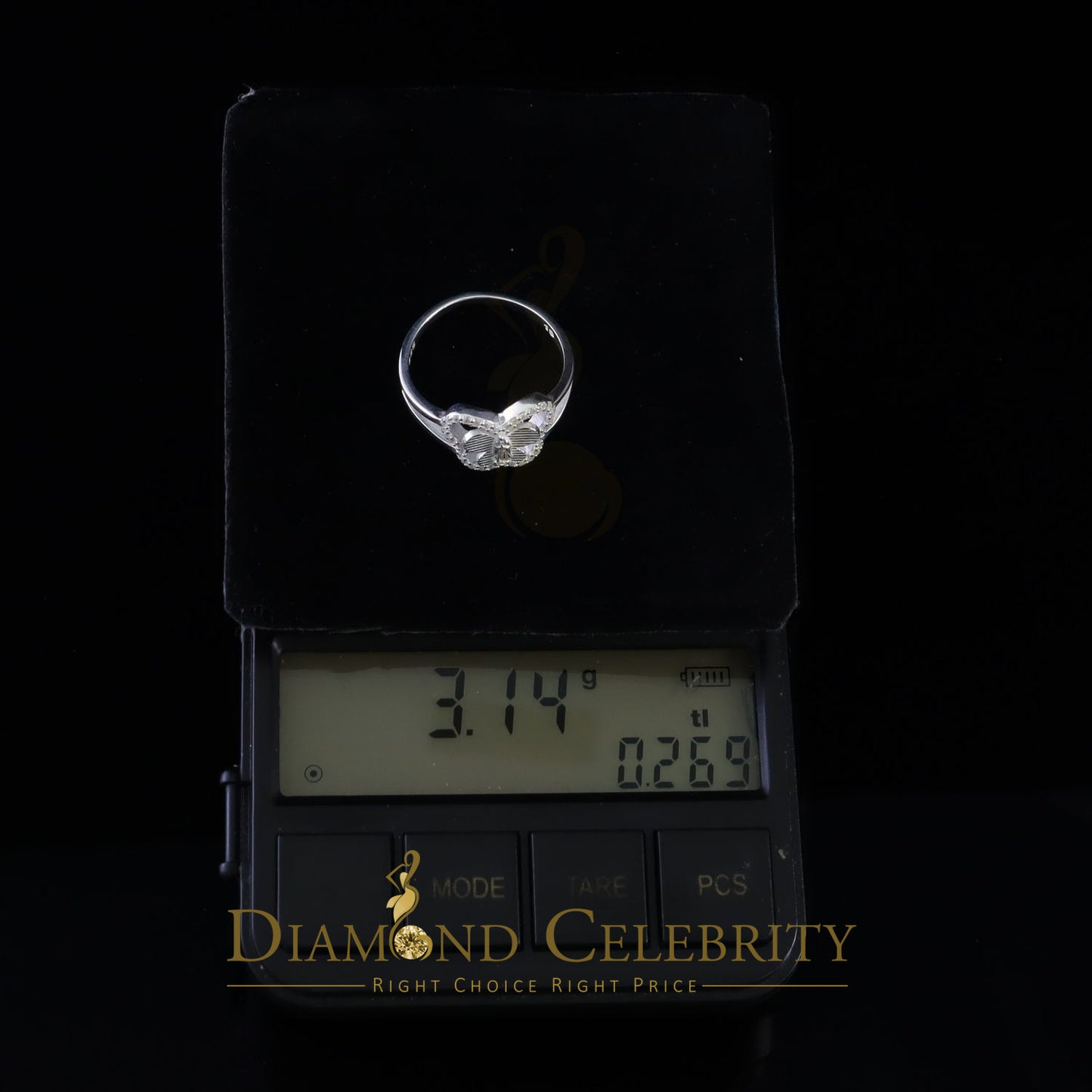 DiamondCelebritees Religious White Butterfly 925 Silver CZ Mother Mary Women's Ring Size 9.5