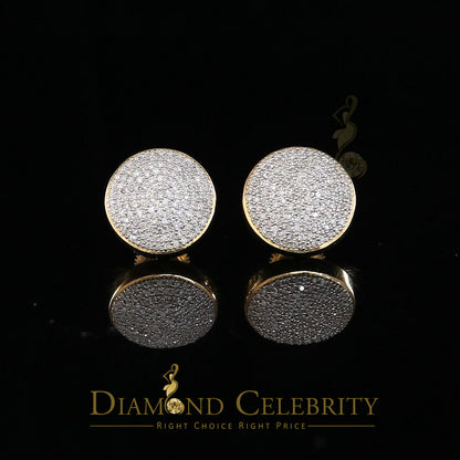 DiamondCelebritees 925 Sterling Silver Yellow Hip Hop 0.66ct Diamond Men's/ Women's Stud Earrings