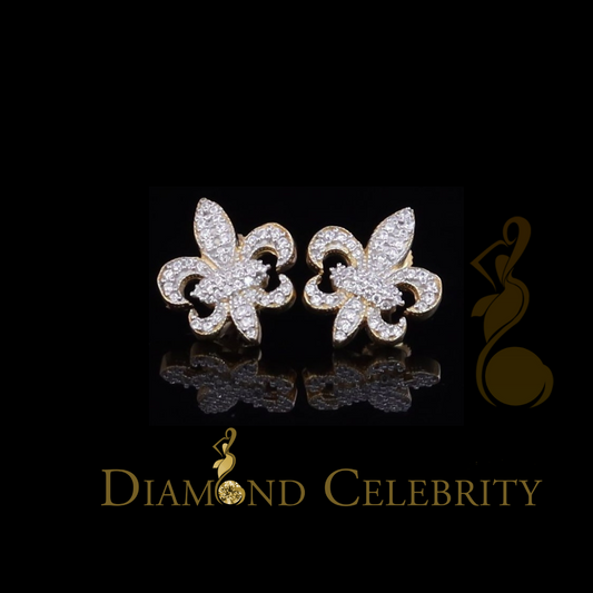 DiamondCelebritees  Fleur de Lis Yellow 925 Silver Screw Back 0.96ct Cubic Zirconia Women's Earrings