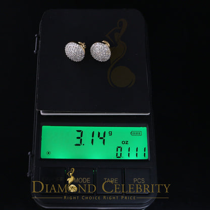 DiamondCelebritees 10K Real Yellow Gold Real Diamond 1.25CT Men's/Women's Stud Round Earring