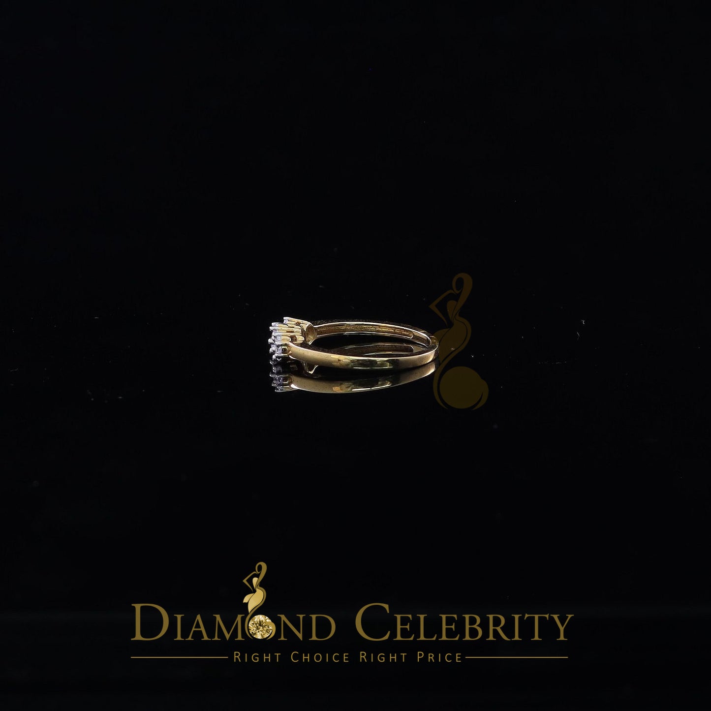 DiamondCelebritees 925 Yellow Silver Cubic Zirconia 1.25 ct Past Present Future Women's Ring Size 7