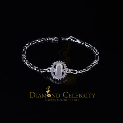 Diamondcelebritees Virgin Merry CZ 925 Sterling Silver White Oval Shape Women's Religious Bracelet