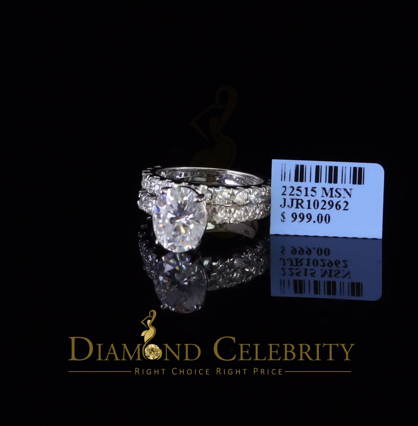 DiamondCelebritees White 7.00ct Moissanite 925 Silver Mens/Women Bridal Rings Oval Shape Size 8