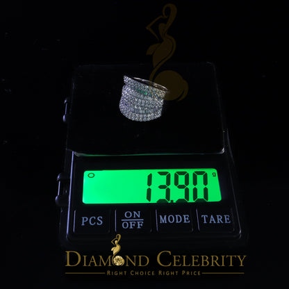 DiamondCelebritees 7.75ct Round/Baguette Cubic Zirconia Cocktail White Sterling Silver Ring Size 8