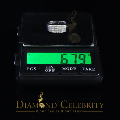 DiamondCelebritees Diamond Celebrity 925 White Sterling Silver 27 Cubic Zirconia Mens Ring Size 8.5