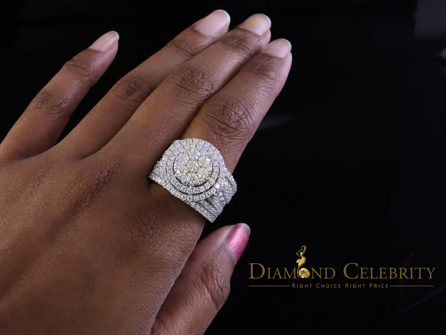 DiamondCelebritees 925 Silver Moissanite Cluster Stone Shape White 4.00ct VVS 'D' Rings SZ 8 Men's