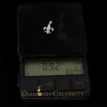 DiamondCelebritees Beautiful Sterling Silver Fleur De Lis White Pendant with 0.17ct Cubic Zirconia