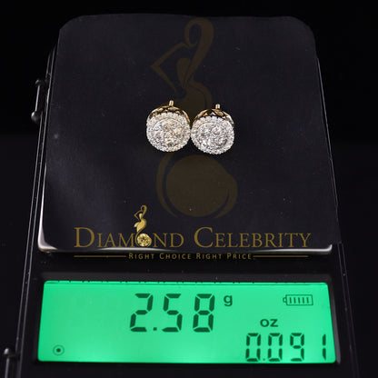 DiamondCelebritees 10K Real Yellow Gold with Real 1.00ct Diamonds Round Stud Earrings