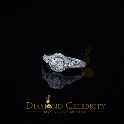 DiamondCelebritees 2.50ct Sterling Silver White Cubic Zirconia Flower Wedding Women's Ring Size 7