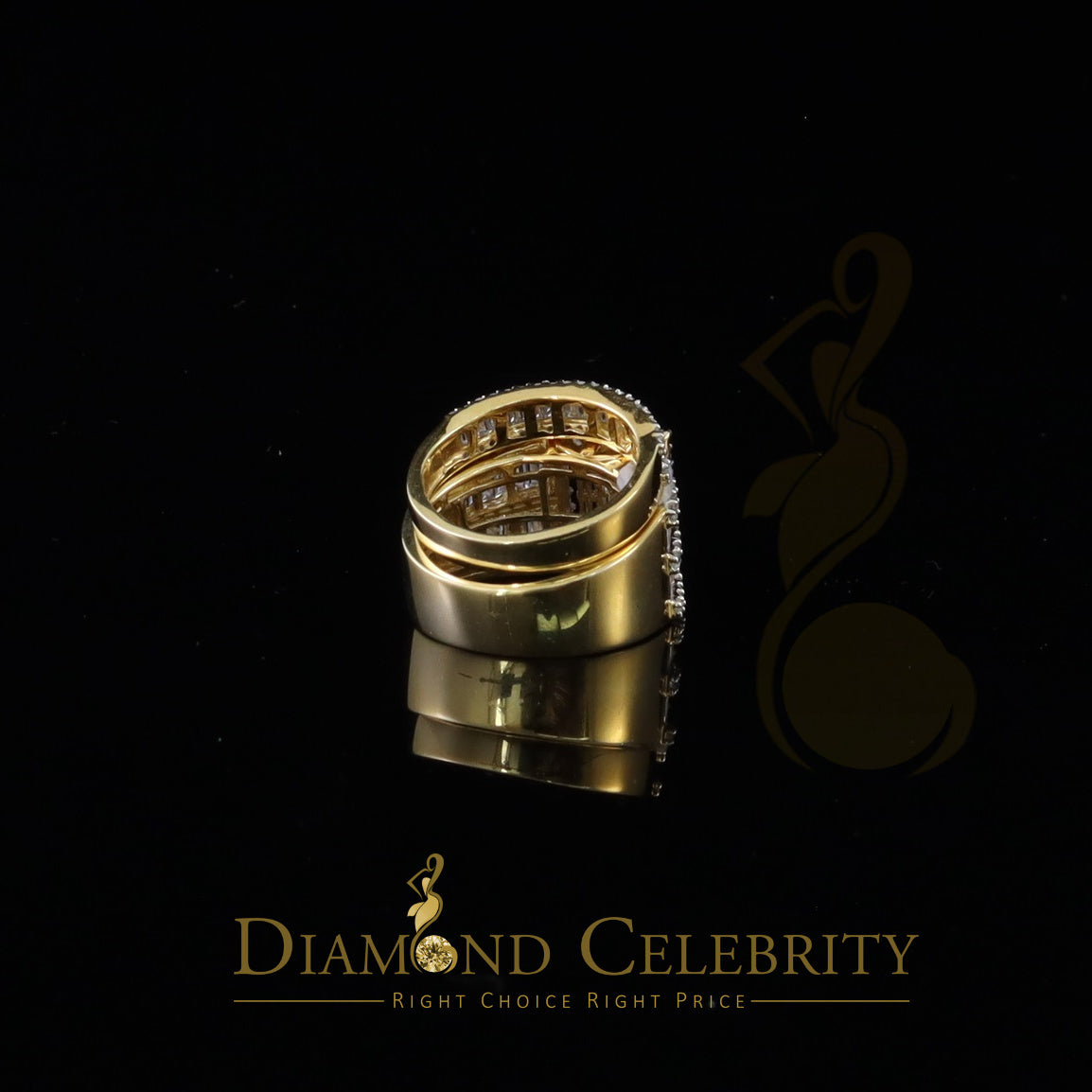 DiamondCelebritees 925 Sterling Yellow Silver Square 5.0ct Cubic Zirconia Bridal Womens Ring Size 7