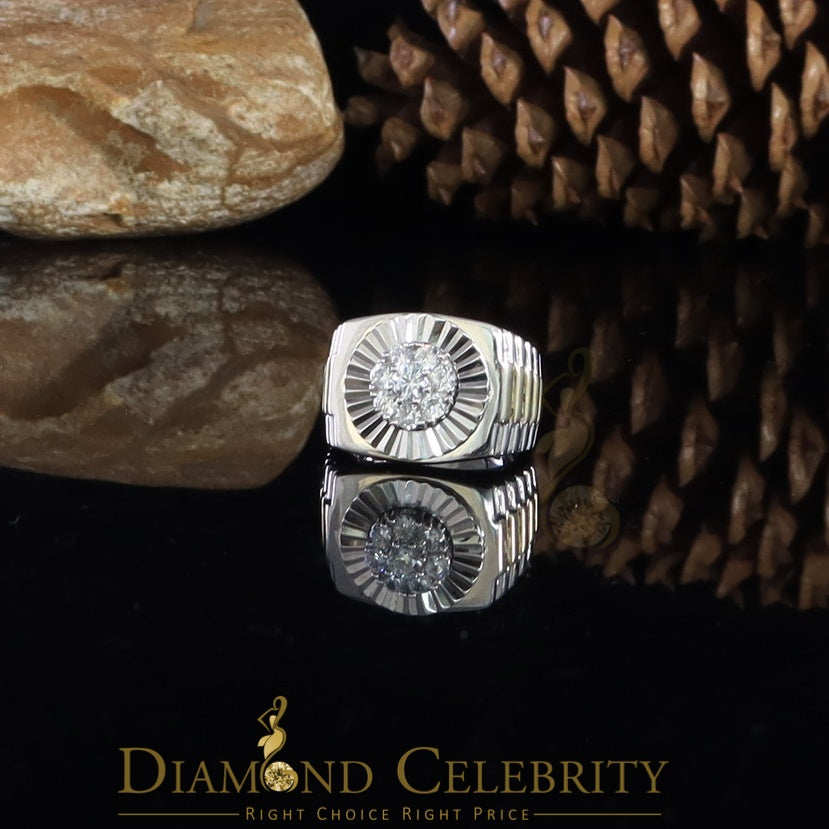 DiamondCelebritees Men's White Silver 1.80ct Round Cubic Zirconia Adjustable Ring From SZ 9 to 11