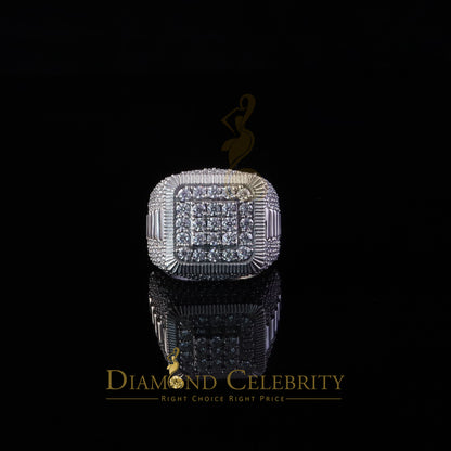 DiamondCelebritees Sterling 925 White Silver 6.50ct VVS 'D' Moissanite Square Rings SZ10 for Men's