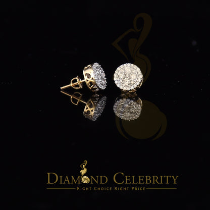 DiamondCelebritees 10K Real Yellow Gold with Real 1.00ct Diamonds Round Stud Earrings