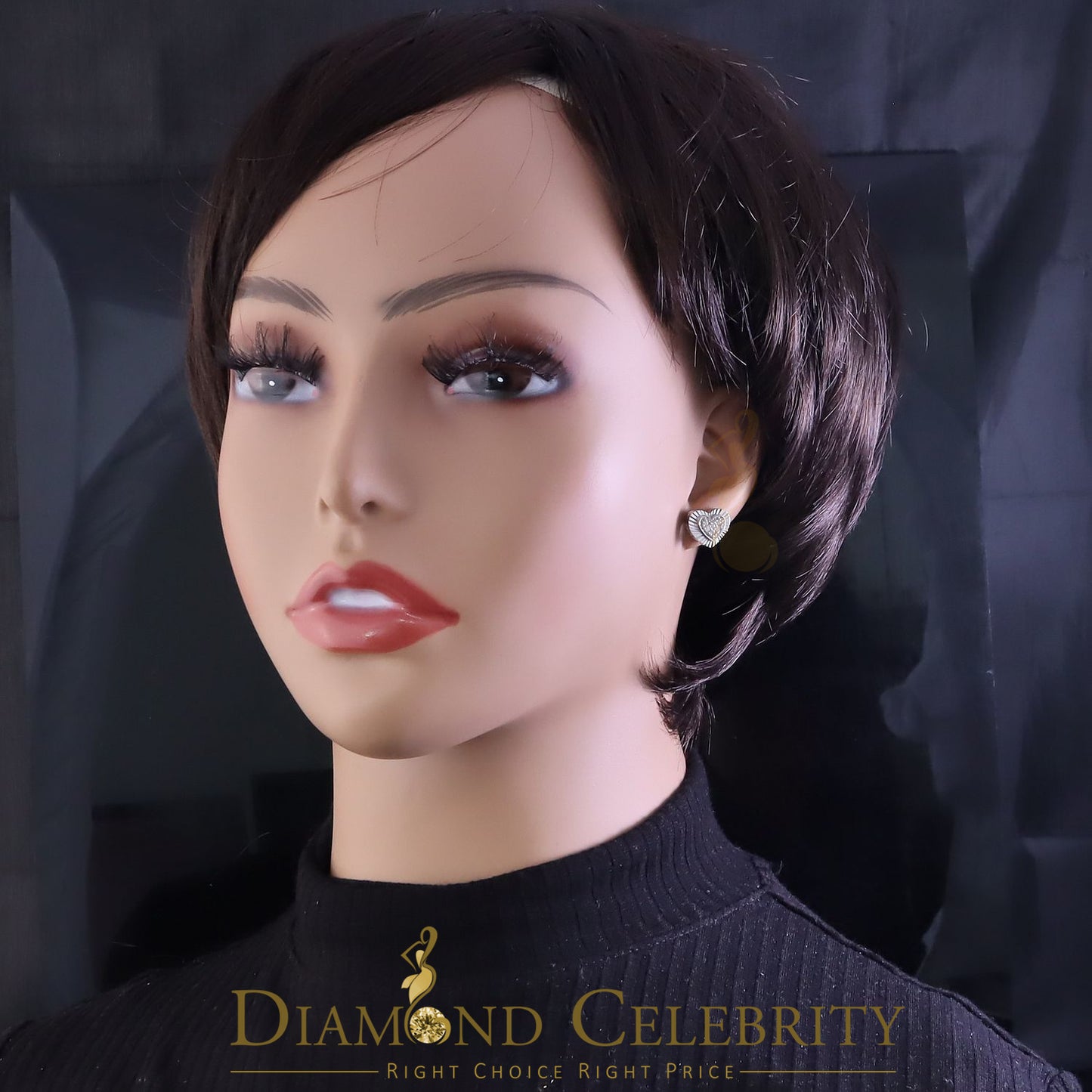 DiamondCelebritees  925 White Sterling Silver 1.36ct Cubic Zirconia Heart Women's Stud Earrings