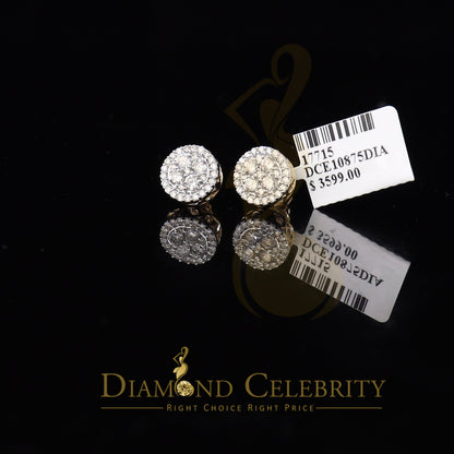 DiamondCelebritees 10K Real Yellow Gold with Real 1.00ct Diamonds Round Stud Earrings