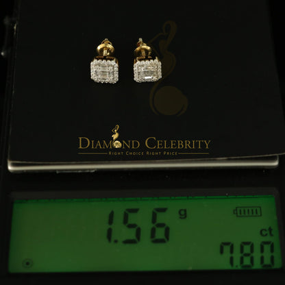 DiamondCelebritees  925 Yellow Silver 0.64ct Cubic Zirconia Women's & Men's Hip Hop Square Earrings