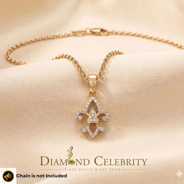 DiamondCelebritees Promise Yellow Sterling Silver Fleur de Lis Pendant with 0.30ct Cubic Zirconia