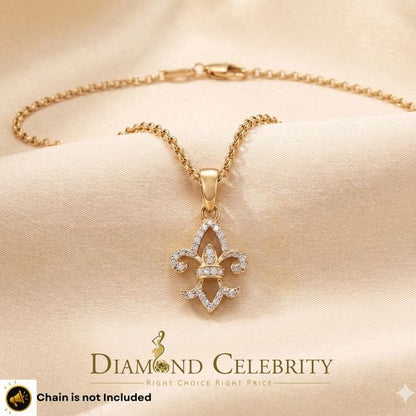 DiamondCelebritees Promise Yellow Sterling Silver Fleur de Lis Pendant with 0.30ct Cubic Zirconia
