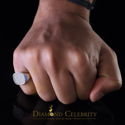 DiamondCelebritees 925 White Silver Square-Shape 0.25ct Cubic Zirconia Engagement Men's Ring SZ 8