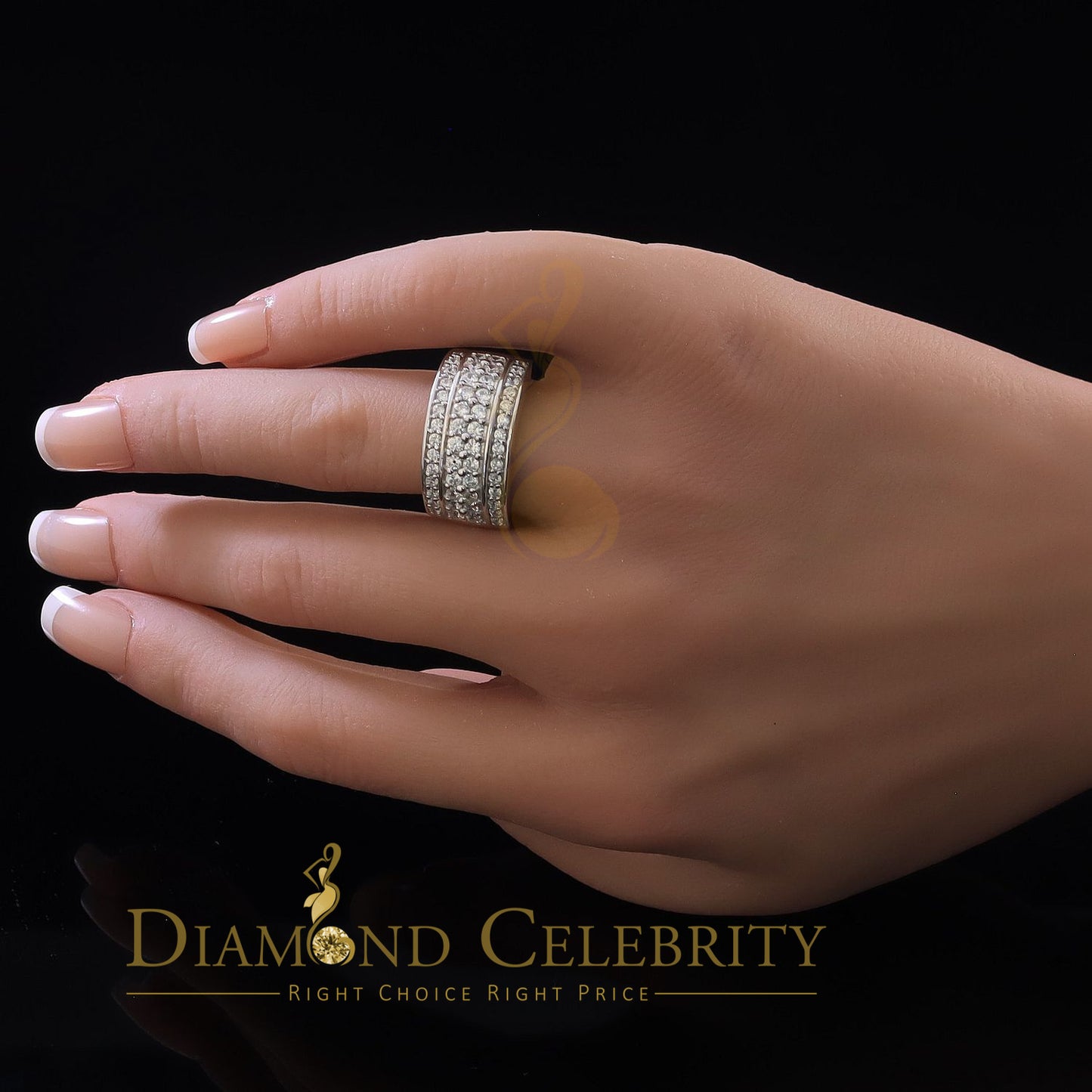 DiamondCelebritees 925 Sterling White Silver 6.0ct Cubic Zirconia Wide Round Women's Ring Size 7.5