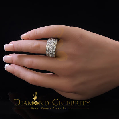 DiamondCelebritees 925 Sterling White Silver 6.0ct Cubic Zirconia Wide Round Women's Ring Size 7.5