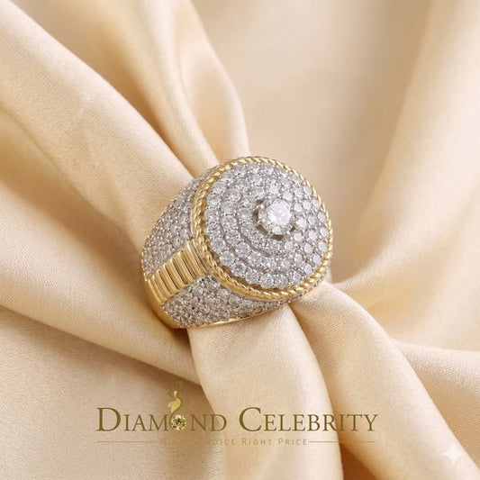 DiamondCelebritees Yellow 925 Silver 6.00ct VVS 'D' Moissanite Stone Round Rings Size 10 Men's