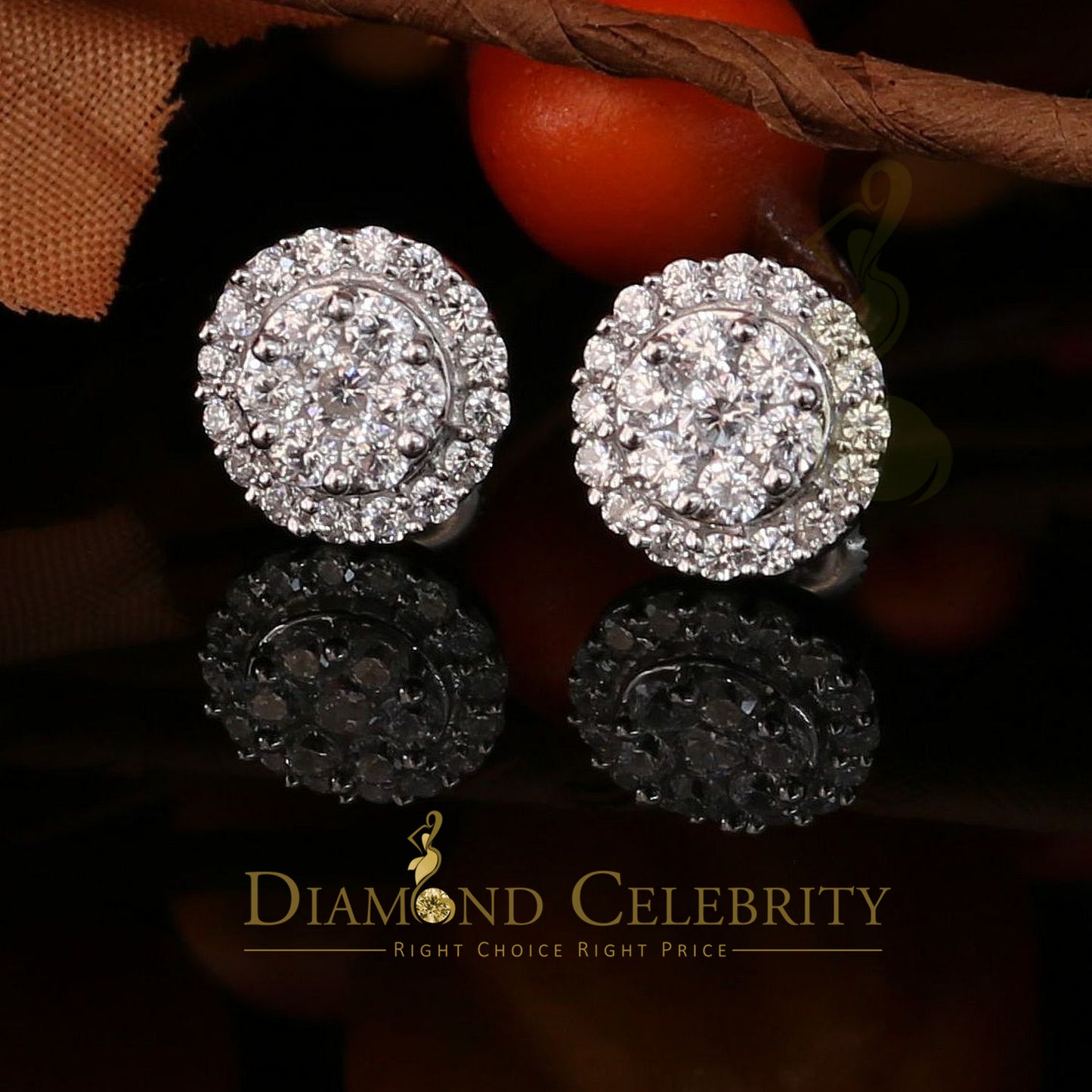 DiamondCelebritees  925 White Silver 1.96ct Cubic Zirconia Hip Hop Women's & Men's Round Earrings