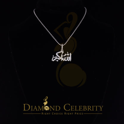DiamondCelebritees White 925 Sterling Silver with allah-hu-Akbar Pendant 5.70ct Cubic Zirconia