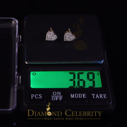 DiamondCelebritees Genuine 1.10ct Vvs 'D' Color Moissanite Heart Earring 10k Real Yellow Gold