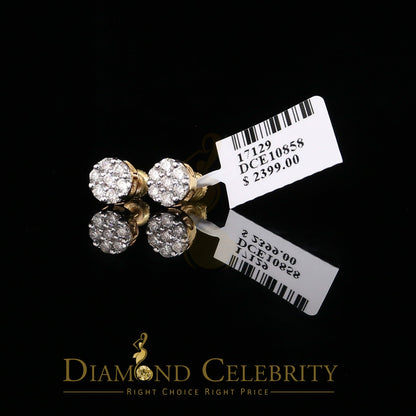 DiamondCelebritees Men's/Women's 10K Real Yellow Gold with 0.75CT Real Diamond Stud Earrings