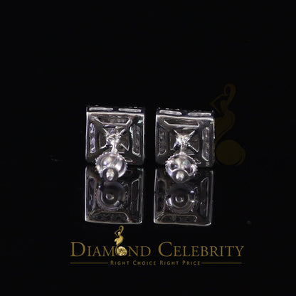 Diamondcelebritees 1.00ct Moissanite White 925 Sterling Silver Women's Square Shape Nugget Earrings
