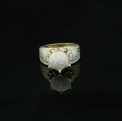 King Of Bling's 0.20 CT Real Diamond Womens 925 Sterling Silver Yellow Ring Cocktail Size 8