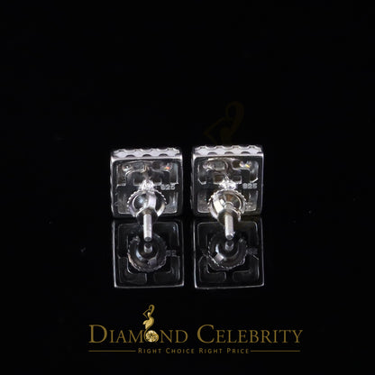 Diamondcelebritees White 925 Silver 1.00ct VVS 'D' Moissanite Square Stud Earring Men's/Womens