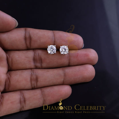 DiamondCelebritees 3.00ct VVS 'D' Moissanite Men's/Womens 925 Silver Yellow Round Stud Earrings