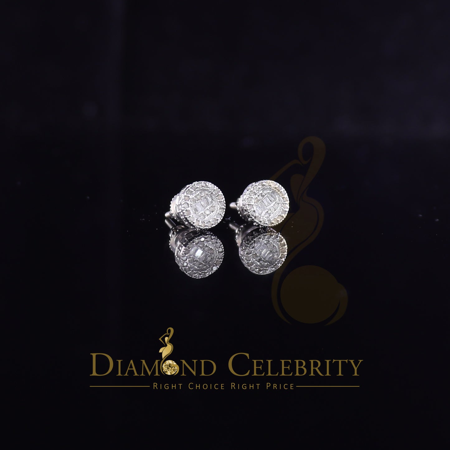 DiamondCelebritees 925 White Silver 0.20ct Real Diamond Women's/Men's Round Fashion Earrings