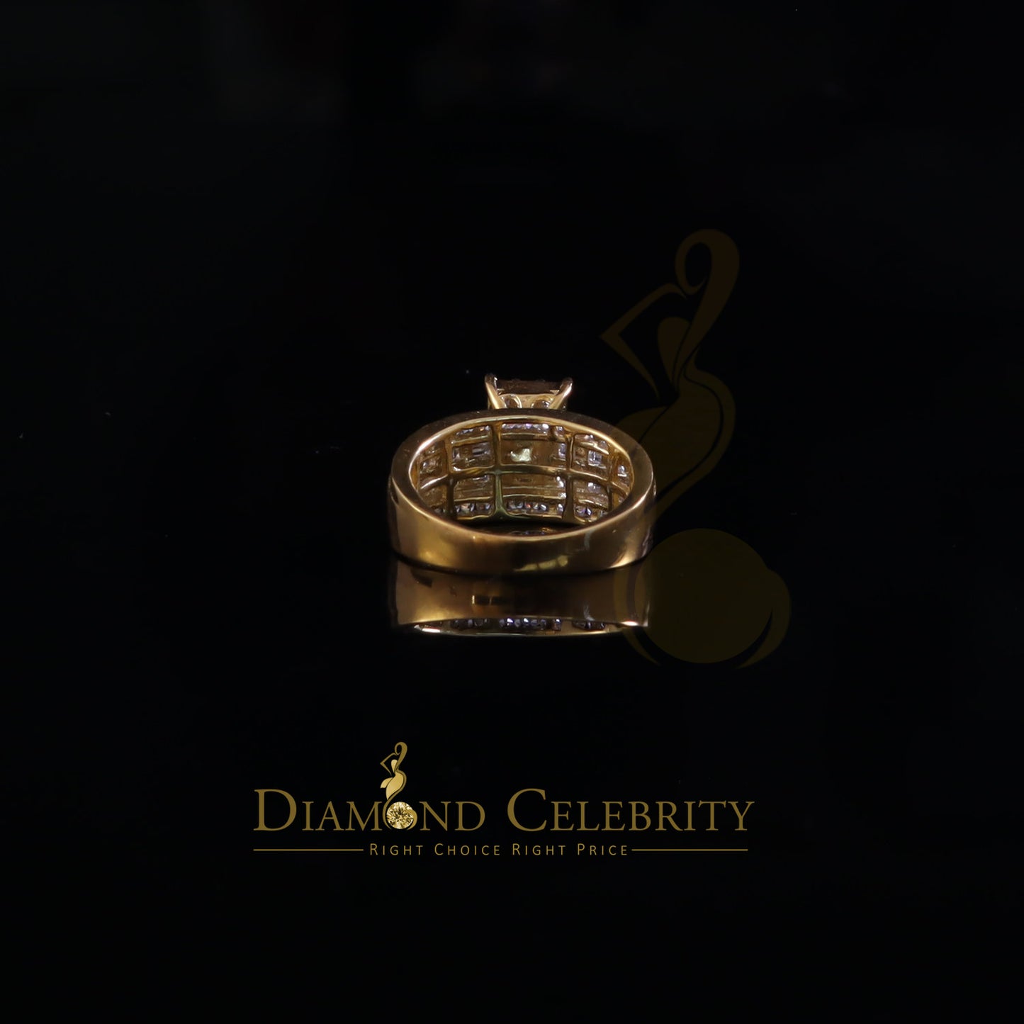 DiamondCelebritees 925 Yellow Sterling Silver Cubic Zirconia 2.80ct CinderellaWomens Ring Size 7